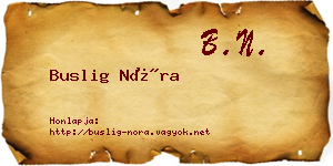Buslig Nóra névjegykártya